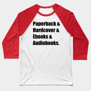 Book Formats (black) Baseball T-Shirt